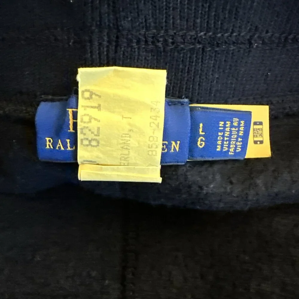 Polo Ralph Lauren Jersey Shorts Mens L Navy‎ Blue Fleece Spell Out Logo Sweat